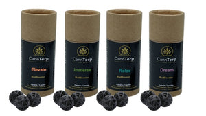 Terpene Infusion Pearls Package - 4 Packages showing with each showing 3 terpene pearls underneath