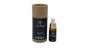 CannTerp Strain Profile Cherry Pie Packaging and Bottle with Dropper