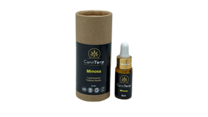 Mimosa Strain Profile Terpene Blend - Packaging and Dropper Image